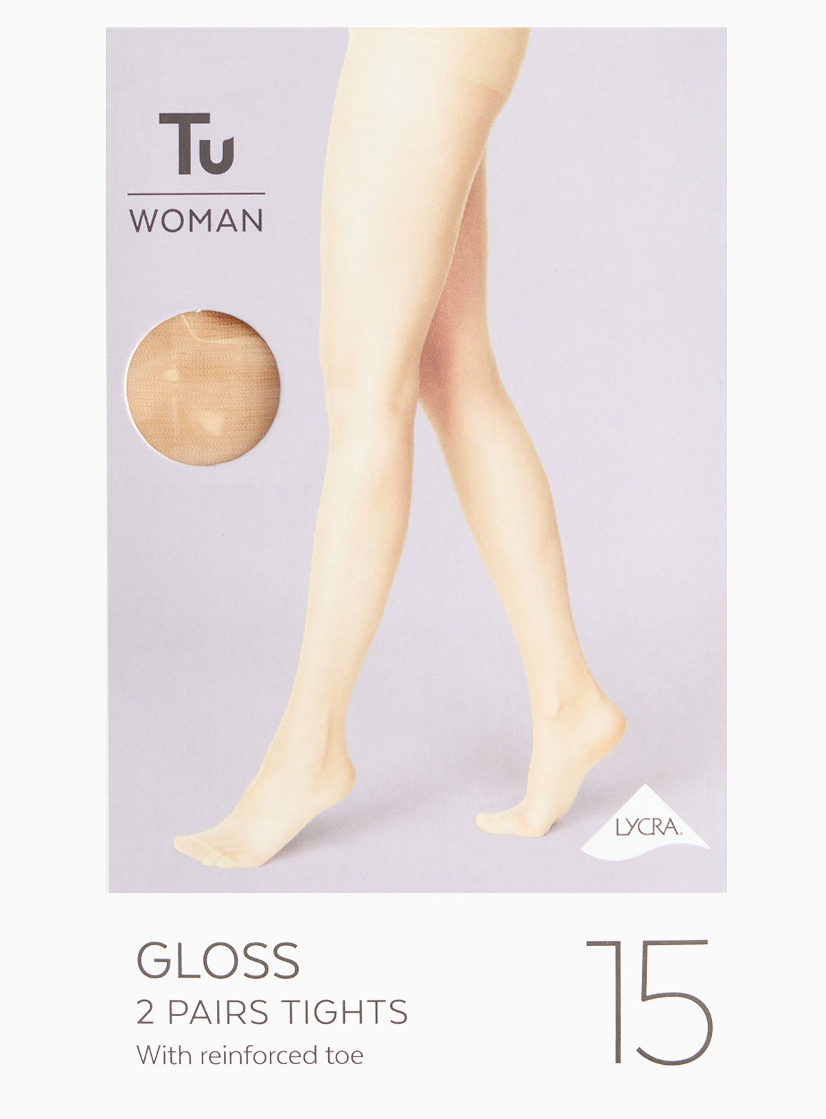 Caramel Nude 15 Denier Gloss Tights 2 Pack L - Image 2 thumbnail